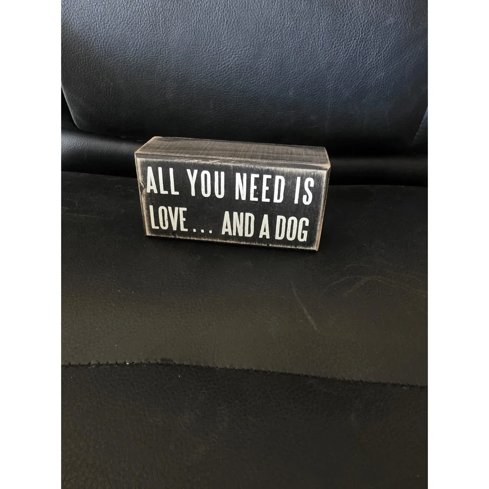 Rustic Wooden Decor Sign - 'All You Need Is Love & A Dog' 5x2.5